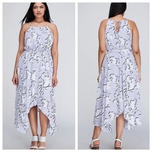 Lane Bryant Lilac Floral Bloom Chiffon Midi Maxi Dress 22 NWT High Low Purple